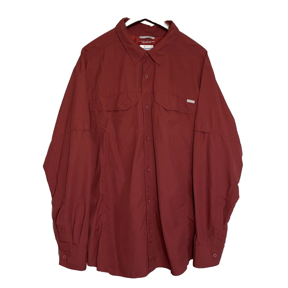 Columbia Shirt Men’s XXL Omnishade Sun Protection Long Sleeve Vented Brick Red